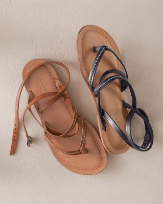 edge washed leather slide