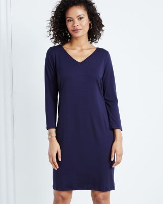 eileen fisher viscose jersey v neck dress