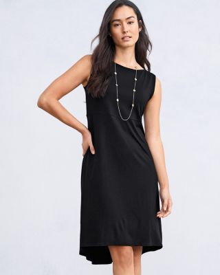eileen fisher black sleeveless dress