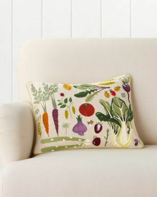 Farmers Market Embroidered Organic Cotton Pillow Cover