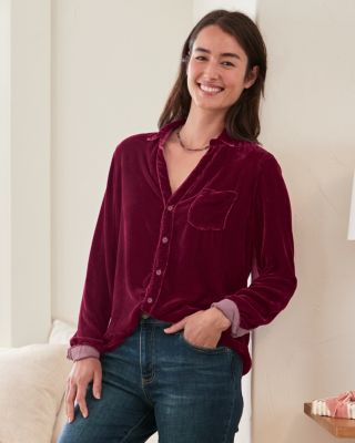 CP Shades Velvet Button Up