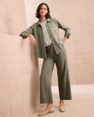 EILEEN FISHER Garment Dyed Terry Wide Leg Pants